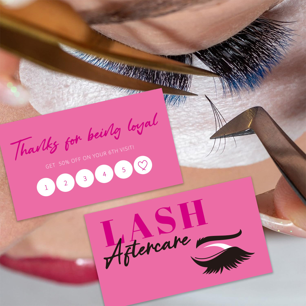 Eyelash Extension Single Lash - 50 個シャイニングまつげ名刺ラッシュエクステンションアフターケアカードラッシュロイヤルティ割引カードビューティースタジオロイヤルティカード