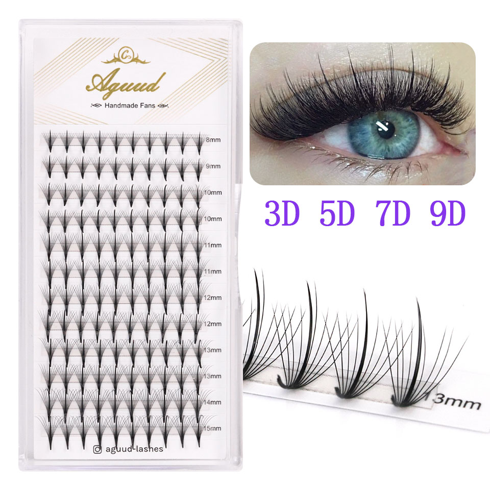Eyelash Extension Hybrid - AGUUD-プレハブの扇形のまつげ,ロシアのボリューム,まつげエクステ,個々のサンドイッチ,フェイクミンク,スパイク,3d,5d,7d,9d