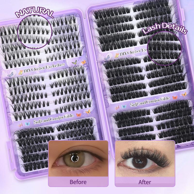 Eyelash Extension Single Lash - 3D ふわふわカール加工ヨーロピアンスタイルつけまつげ 厚いシングルクラスター 大容量 DIY 再利用可能