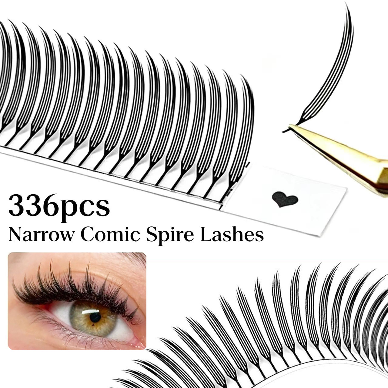 Eyelash Extension Hybrid - MIOFIA 新コミックスパイアつけまつげ 3D ナローフェザーロシアボリュームまつげナチュラルソフトスモールギャップまつげエクステンション
