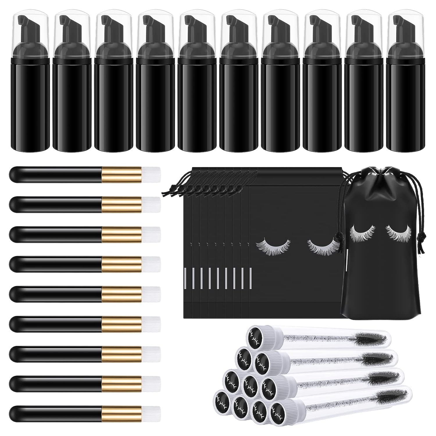 まつげクリーニングセット,石鹸フォーム洗浄ボトル,フェイスク - Eyelash Extension Wash Kit のレビューと価格