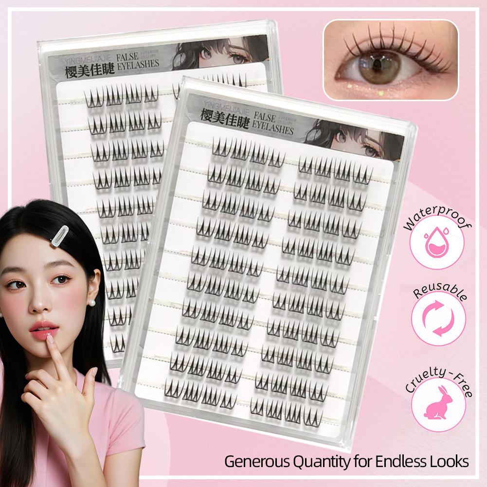 U字型接着剤不要つけまつげ大容量韓国風透明シングルクラスター - Eyelash Extension Single Lash のレビューと価格