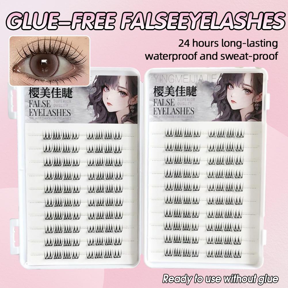 U字型接着剤不要つけまつげ大容量韓国風透明シングルクラスター - Eyelash Extension Single Lash のレビューと価格