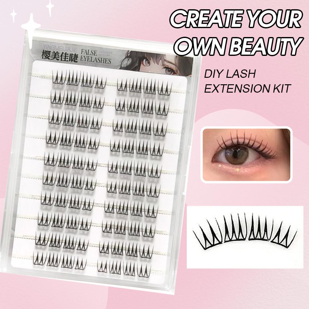 U字型接着剤不要つけまつげ大容量韓国風透明シングルクラスター - Eyelash Extension Single Lash のレビューと価格